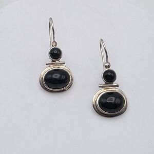 Vtg SILPADA Earrings 925 Sterling Silver Black Onyx Dangle Drop Signed FREE $HIP